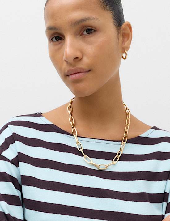 Pure Cotton Striped Crew Neck T-Shirt