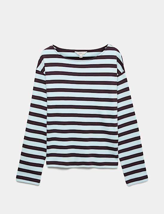 Pure Cotton Striped Crew Neck T-Shirt