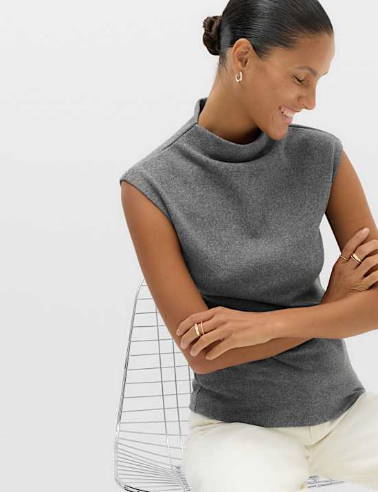 Textured Funnel Neck Cosy Vest