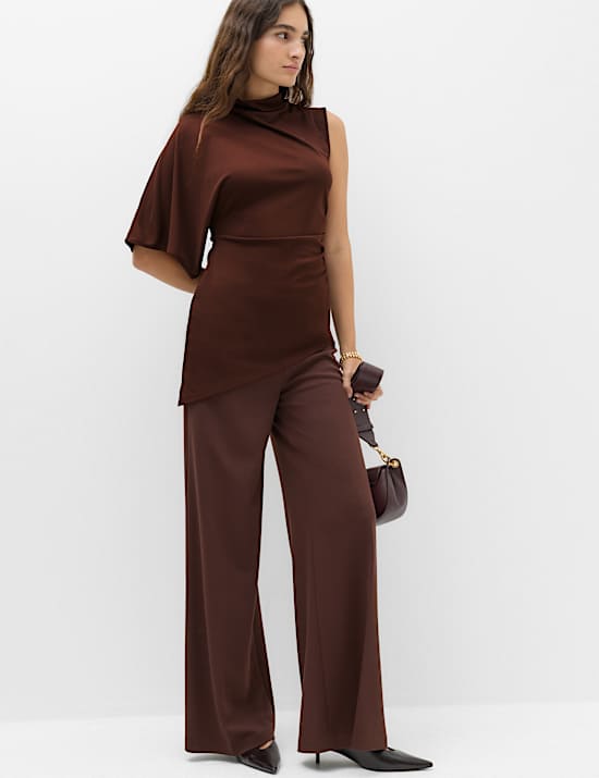 One Shoulder Asymmetric Draped Top