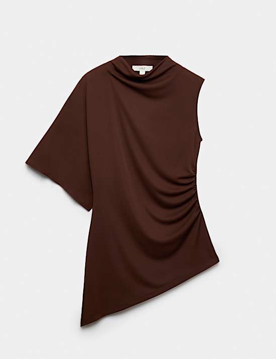 One Shoulder Asymmetric Draped Top