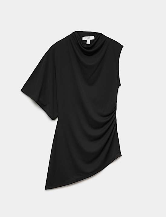 One Shoulder Asymmetric Draped Top