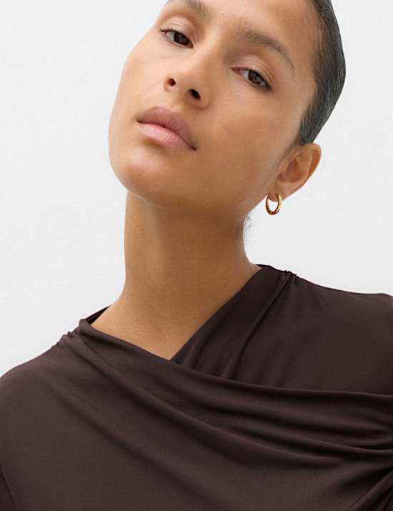 Draped Cowl Neck Going Out Top