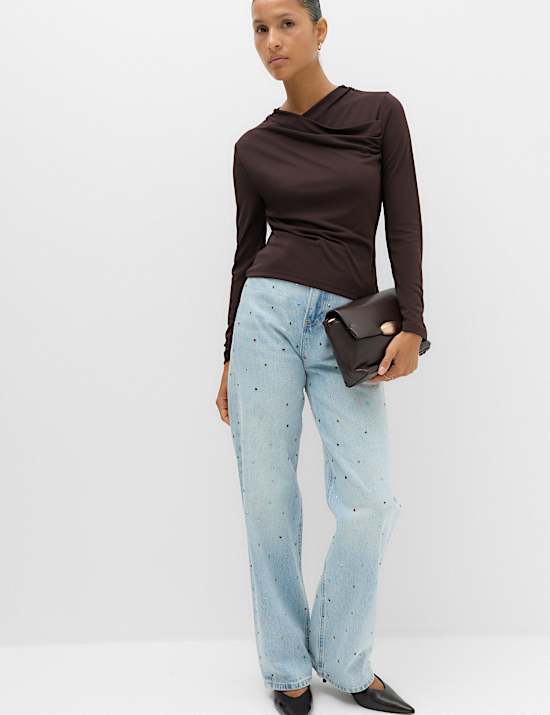 Draped Cowl Neck Going Out Top