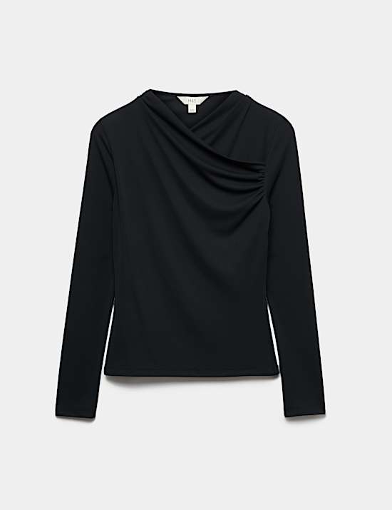 Draped Cowl Neck Going Out Top