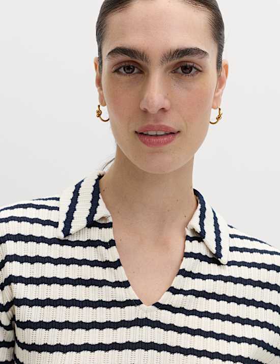 Cotton Blend Jacquard Striped Top