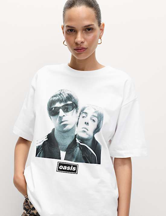 Oversized T-shirt van zuiver katoen met oasemotief