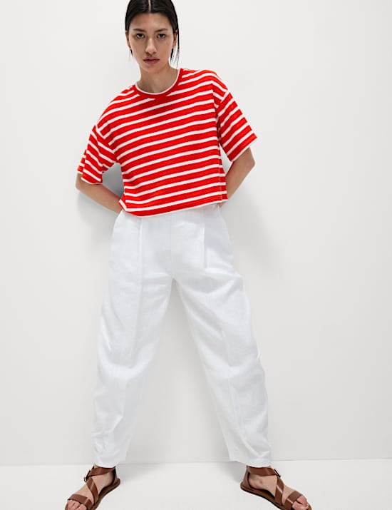 Cotton Rich Striped Towelling Top