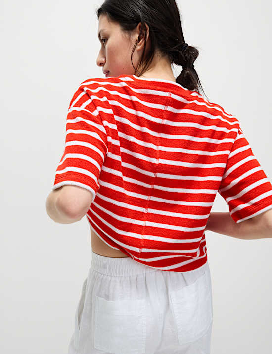 Cotton Rich Striped Towelling Top