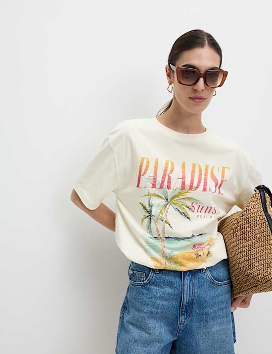 Pure Cotton Graphic Oversized T-Shirt