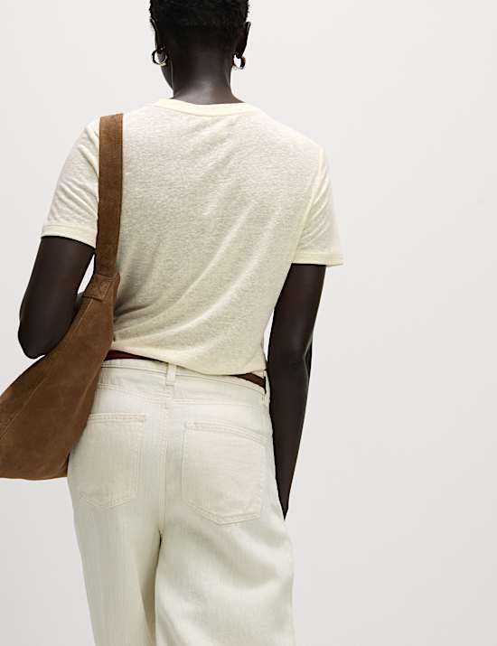 Linen Rich Crew Neck Twist Front T-Shirt