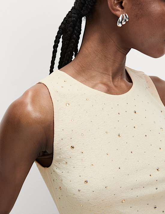 Embellished Crew Neck Vest Top