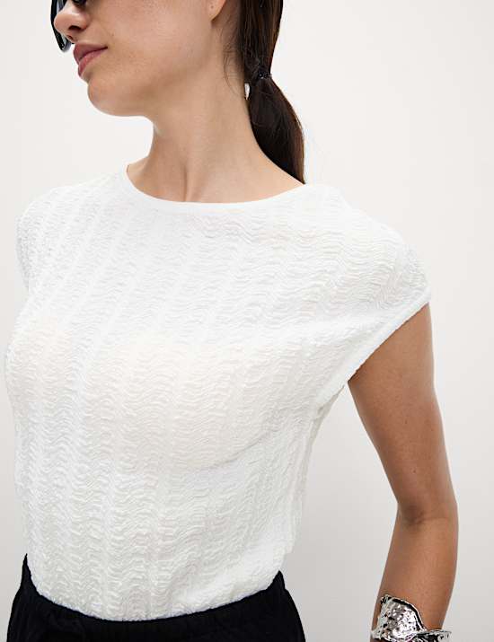 Short Sleeve Textured Top