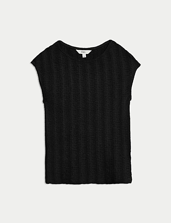 Top &agrave; manches courtes et motif textur&eacute;