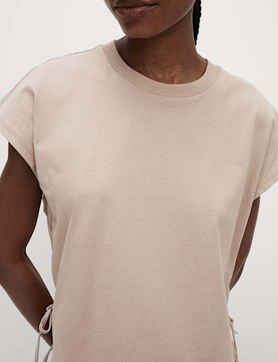 Pure Cotton Side Tie Jersey T-Shirt