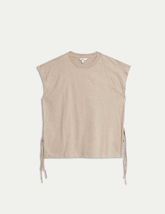 Pure Cotton Side Tie Jersey T-Shirt