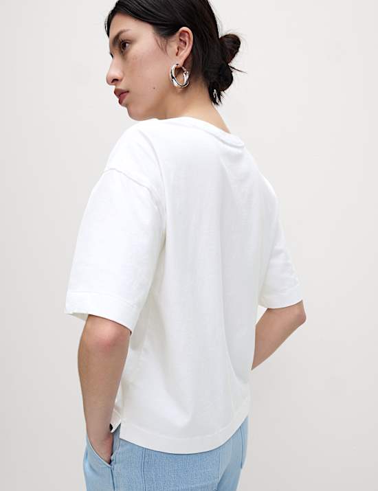 Versierd T-shirt van puur katoen