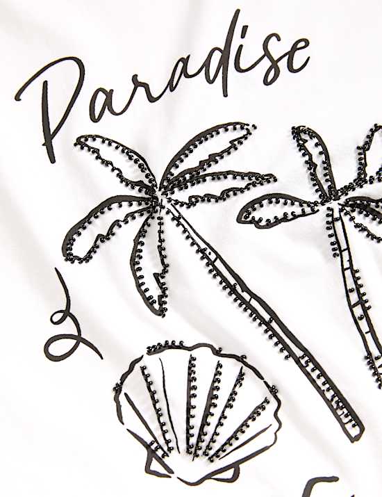 Versierd T-shirt van puur katoen