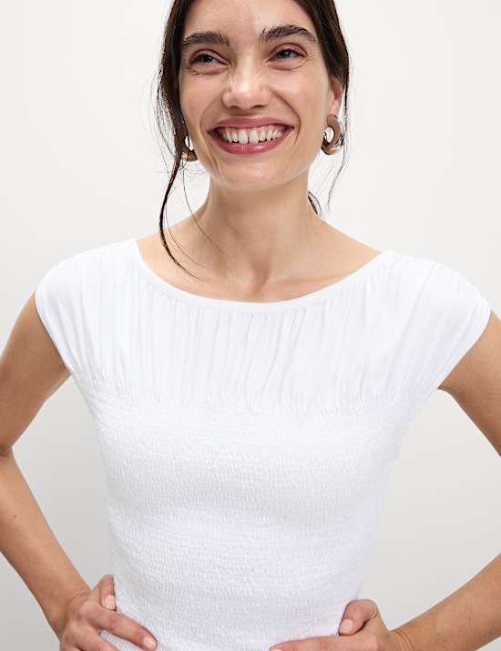 Top z čisté bavlny s řasením