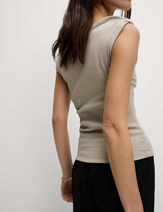 Cotton Rich Asymmetric Neck Vest