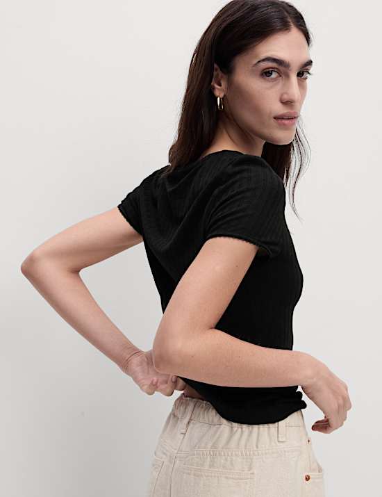 Textured Pointelle T-Shirt