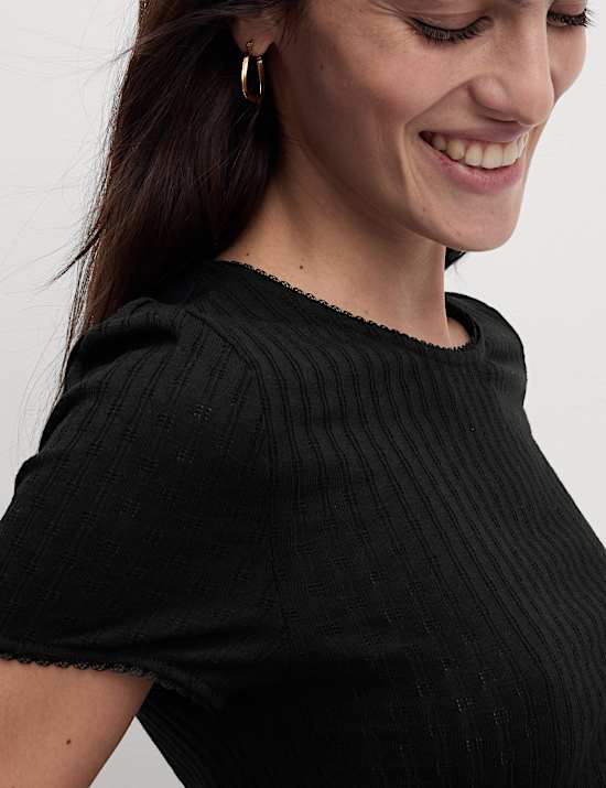 Textured Pointelle T-Shirt