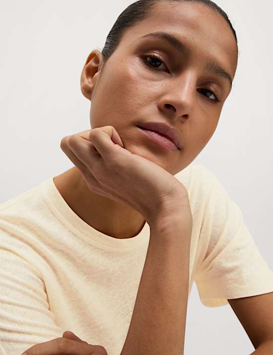 Linen Rich Embroidered T-Shirt