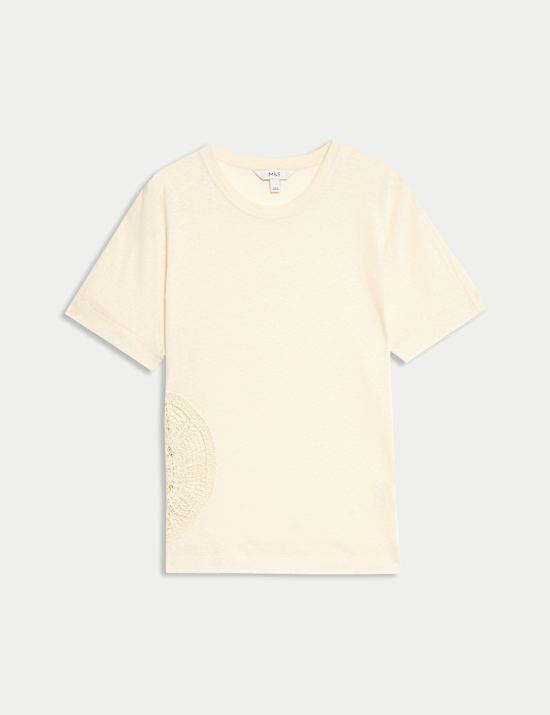 Linen Rich Embroidered T-Shirt
