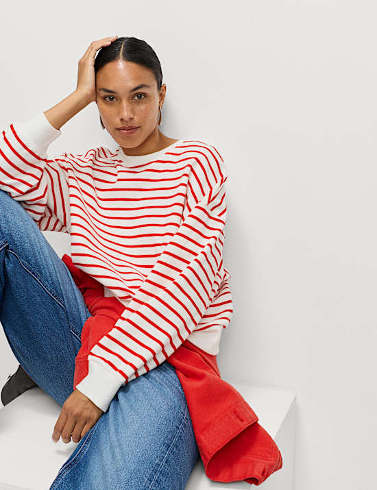Pure Cotton Striped Sweatshirt
