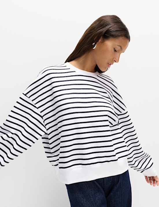 Pure Cotton Striped Sweatshirt