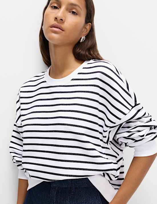 Pure Cotton Striped Sweatshirt