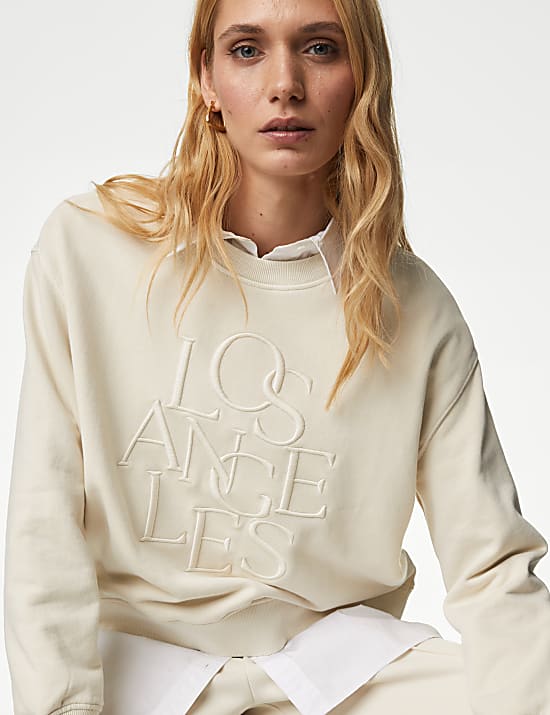 Pure Cotton Slogan Sweatshirt