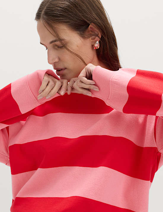 Cotton Rich Striped Sweatshirt