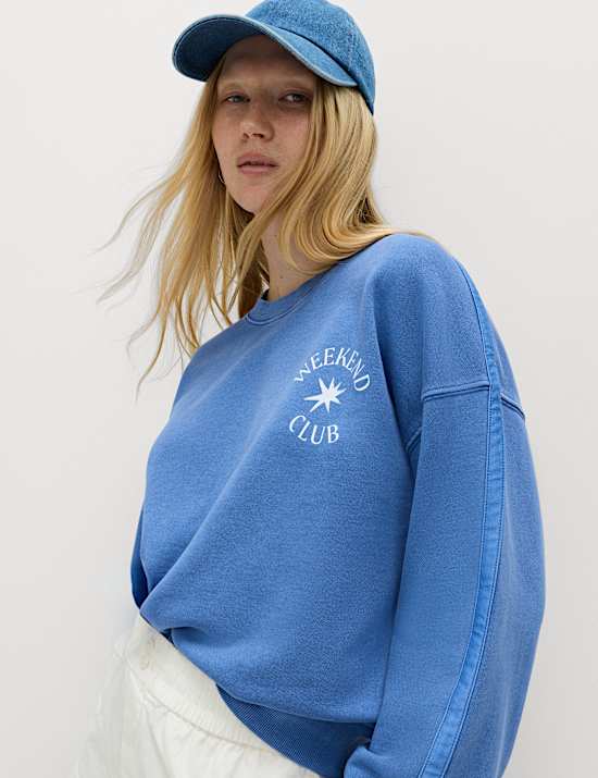 Sweat-shirt 100 % coton &agrave; bande lat&eacute;rale ray&eacute;e avec texte (du 2 au 8 ans)