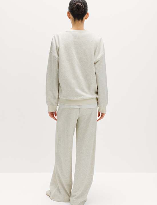Pure Cotton Slogan Side Striped Sweatshirt