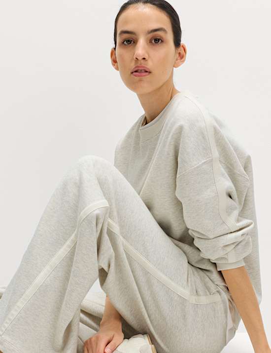 Pure Cotton Slogan Side Striped Sweatshirt