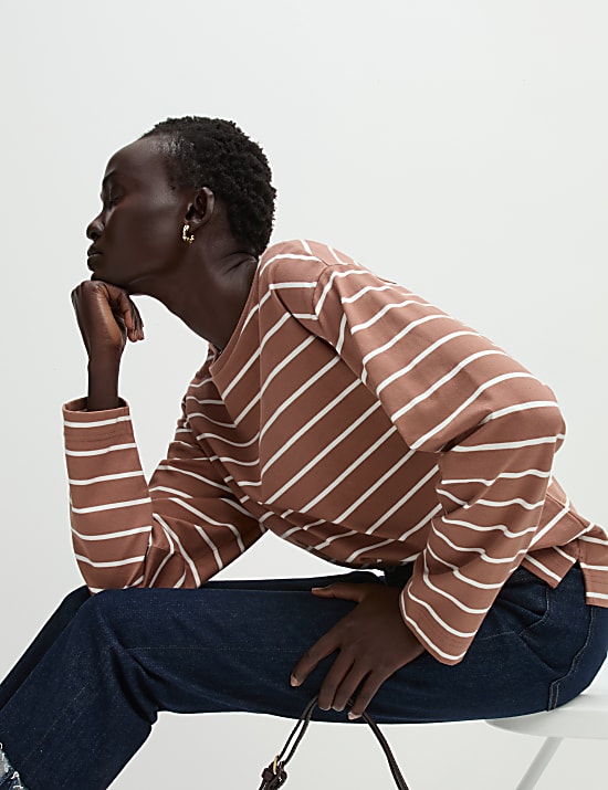 Pure Cotton Oversized Striped Top
