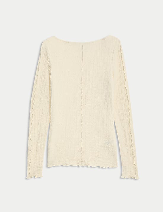 Textured Slash Neck Top