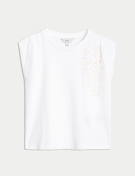 Top coupe standard 100 % coton avec ornements