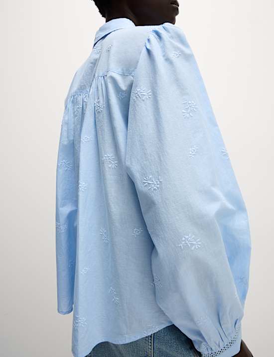 Zuiver katoenen westernshirt met borduursel