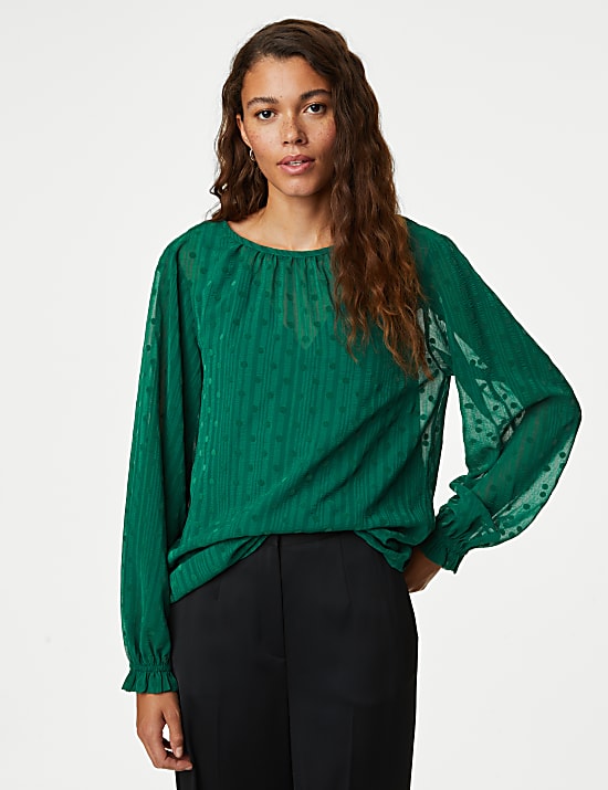 Blouse en mousseline &agrave; pois