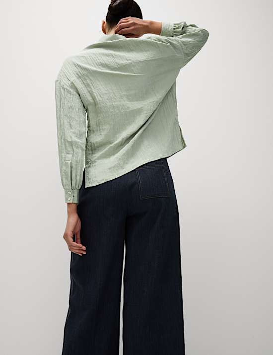 Crinkle Textured Collared Shirt