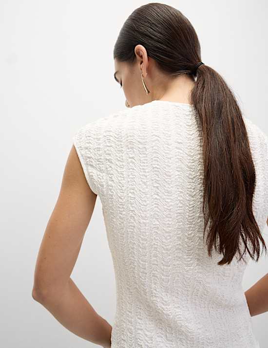 Textured Button Through Waistcoat Top