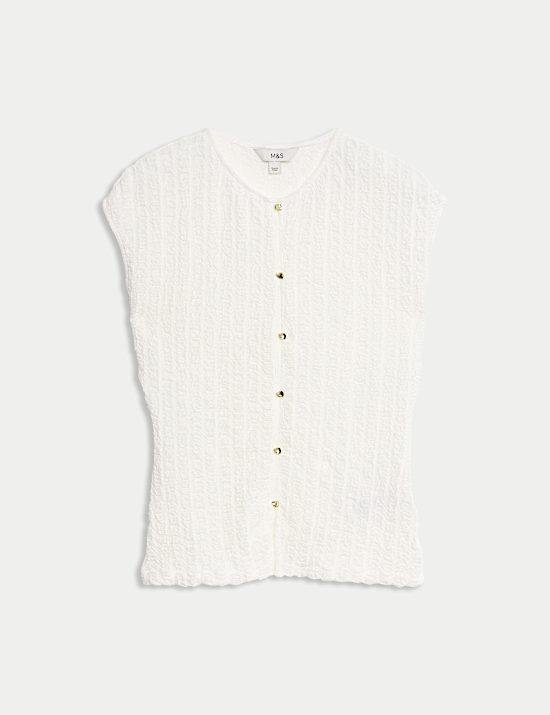 Textured Button Through Waistcoat Top