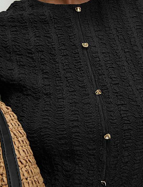 Textured Button Through Waistcoat Top