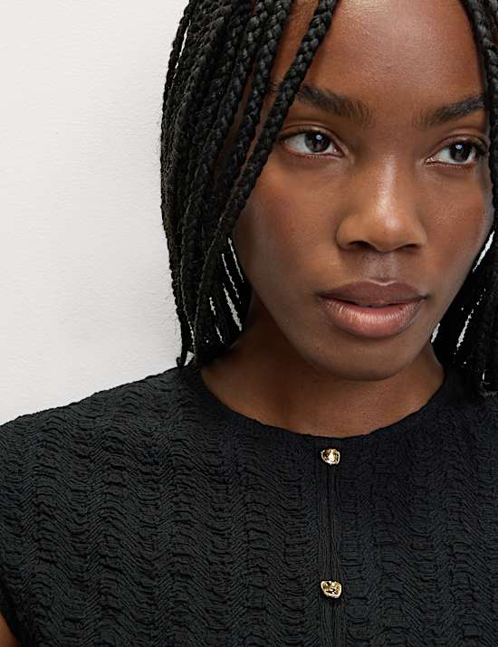 Textured Button Through Waistcoat Top