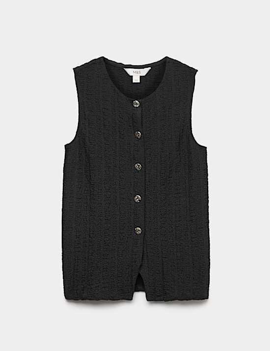 Crew Neck Textured Waistcoat