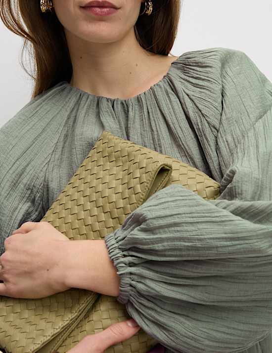 Lyocell Rich Textured Bubble Hem Blouse