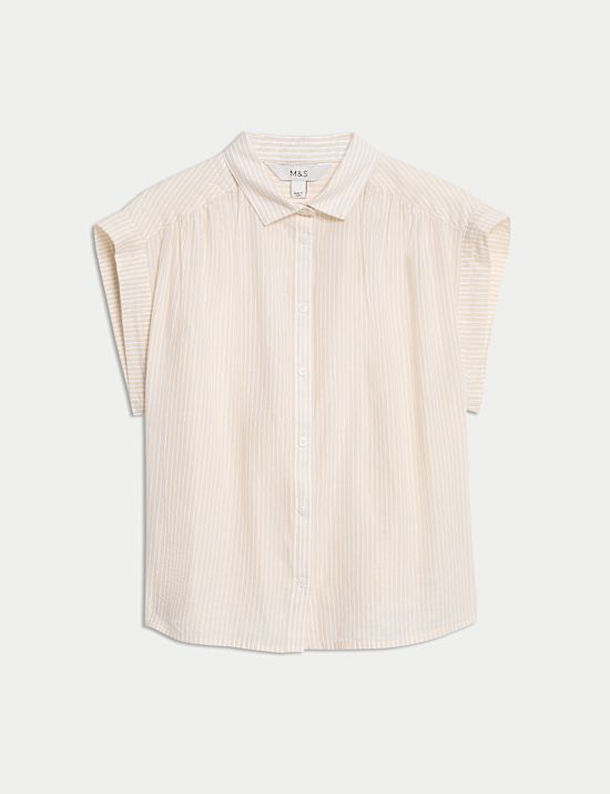 Ριγέ πουκάμισο με γυαλιστερή όψη και υψηλή περιεκτικότητα σε βαμβάκι