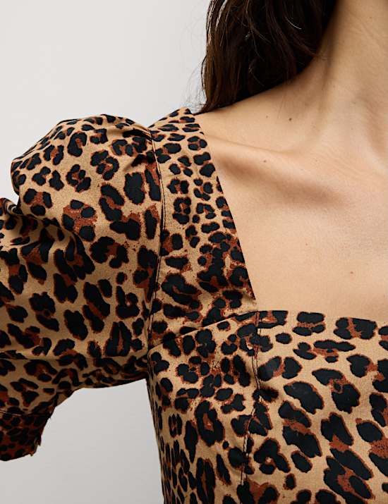 Pure Cotton Animal Print Slim Fit Top